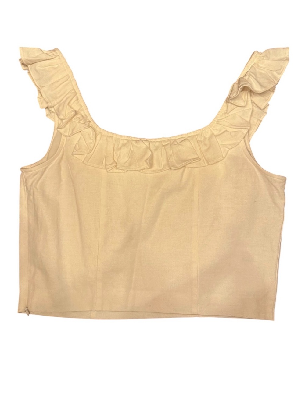 Express NWOT Cream Ruffled Crop Top - Picture 4 of 6